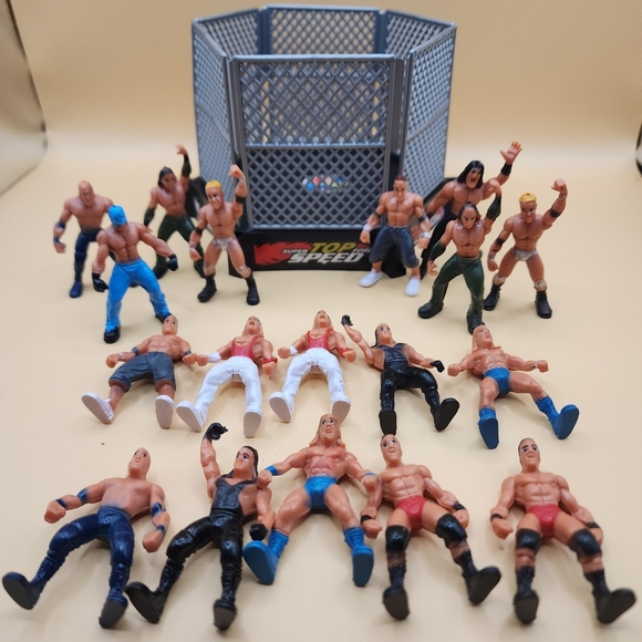 Micro Mini Aggression Wrestlers w Cage - Picture 1 of 5